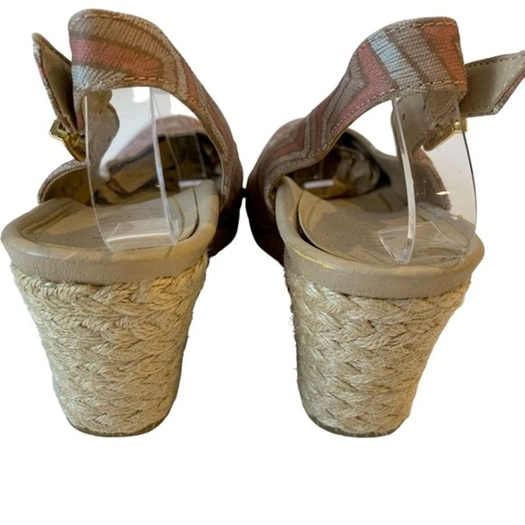 Vionic Coralina Chevron  Pink Tan Espadrilles Wedge Slingback Sandals sz 7.5 - Picture 4 of 9